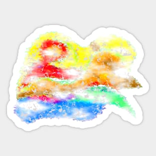 Fantasy Garden In Clouds Imaginary Landscape Sticker